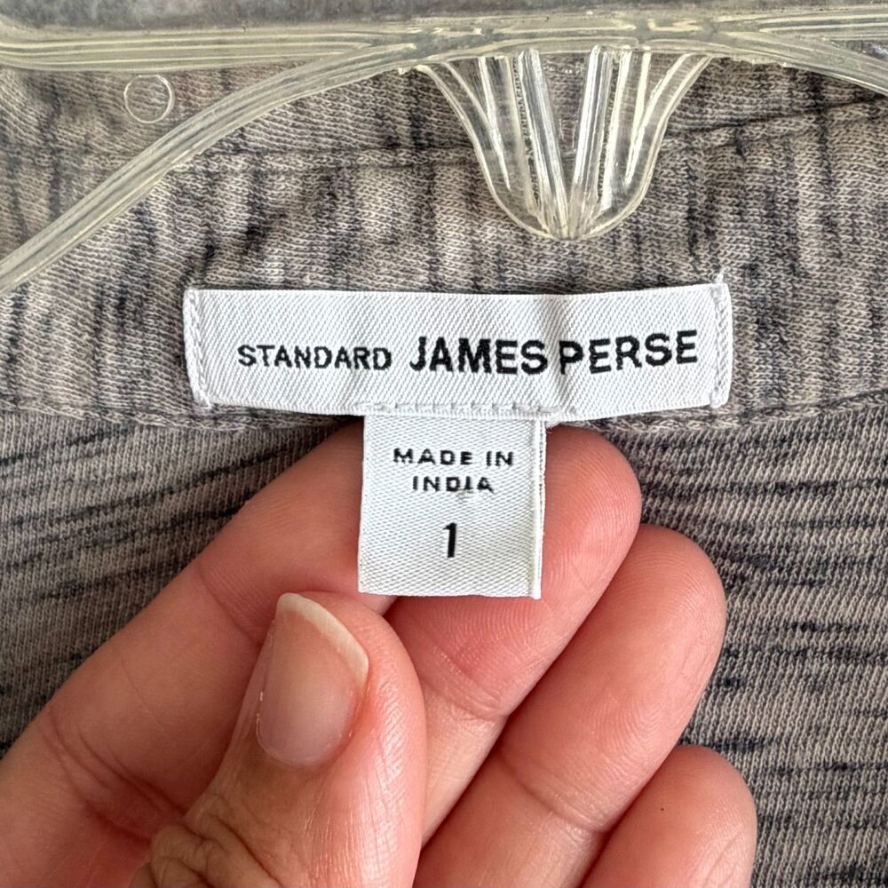 James Perse Collared Top 1 Small Minimalist Capsule Heather Gray Button Up Shirt - Picture 8 of 10